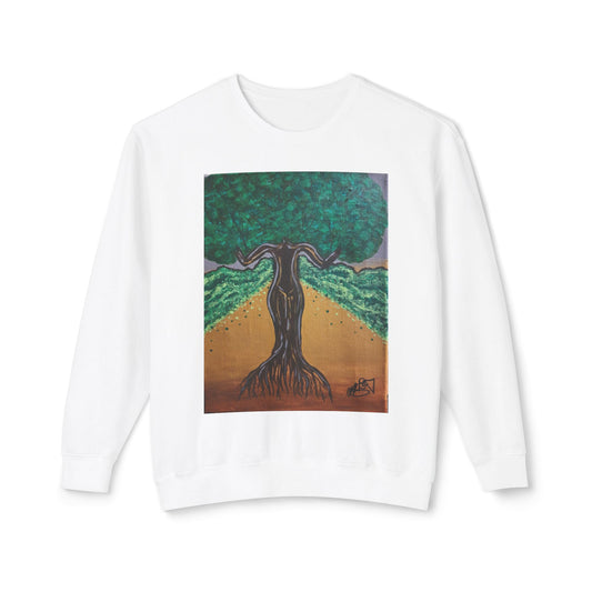 Unisex Lightweight Crewneck Sweatshirt - Tree of Life Design for Nature Lovers