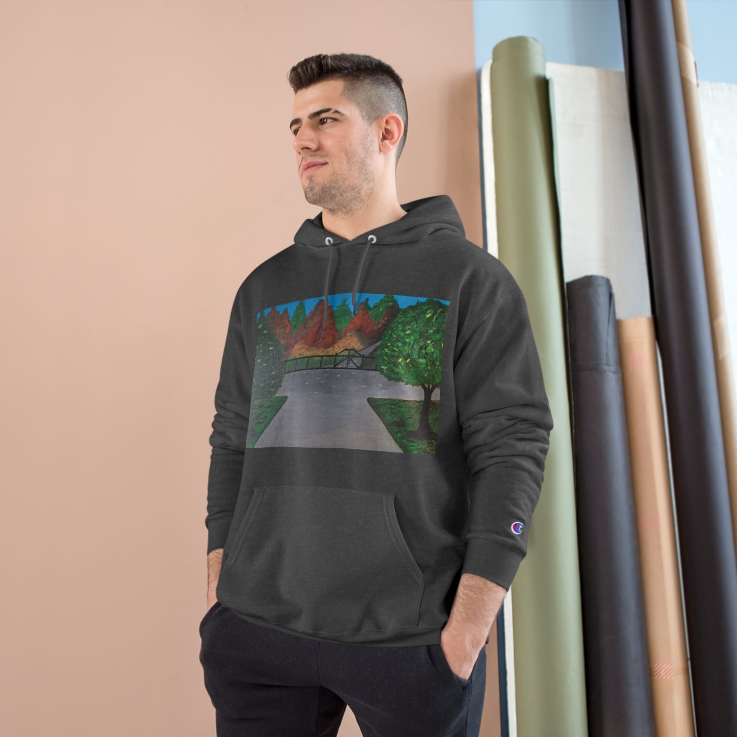 Serene Nature-Inspired Champion Hoodie - Cozy Art Design for Outdoor Lovers