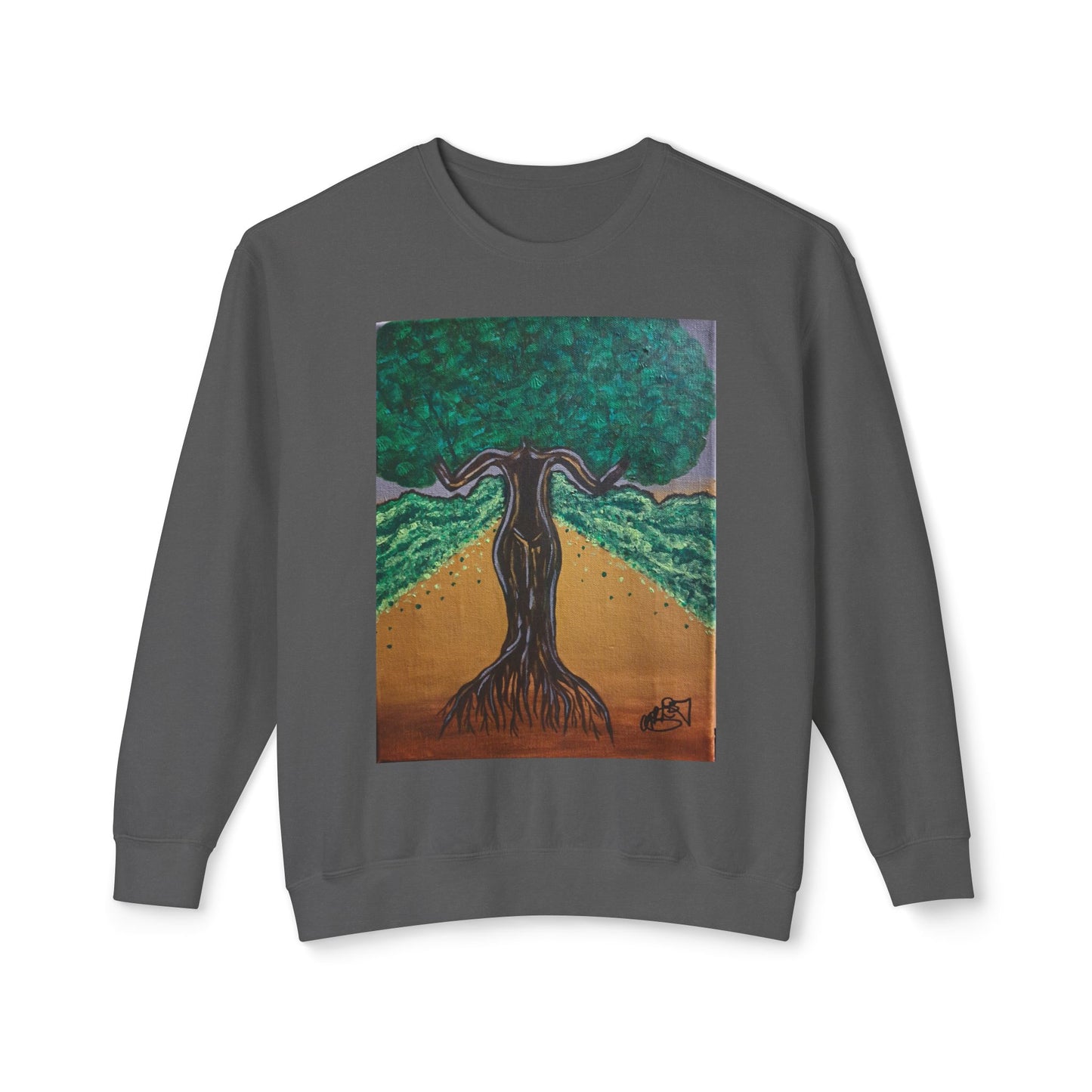 Unisex Lightweight Crewneck Sweatshirt - Tree of Life Design for Nature Lovers