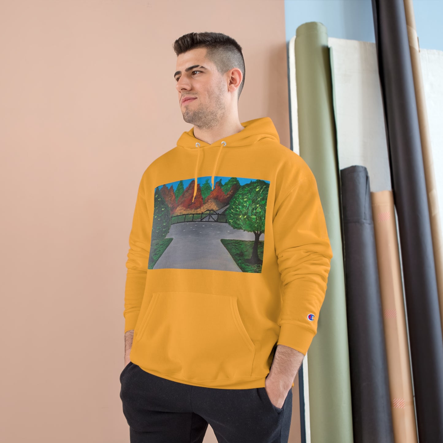 Serene Nature-Inspired Champion Hoodie - Cozy Art Design for Outdoor Lovers