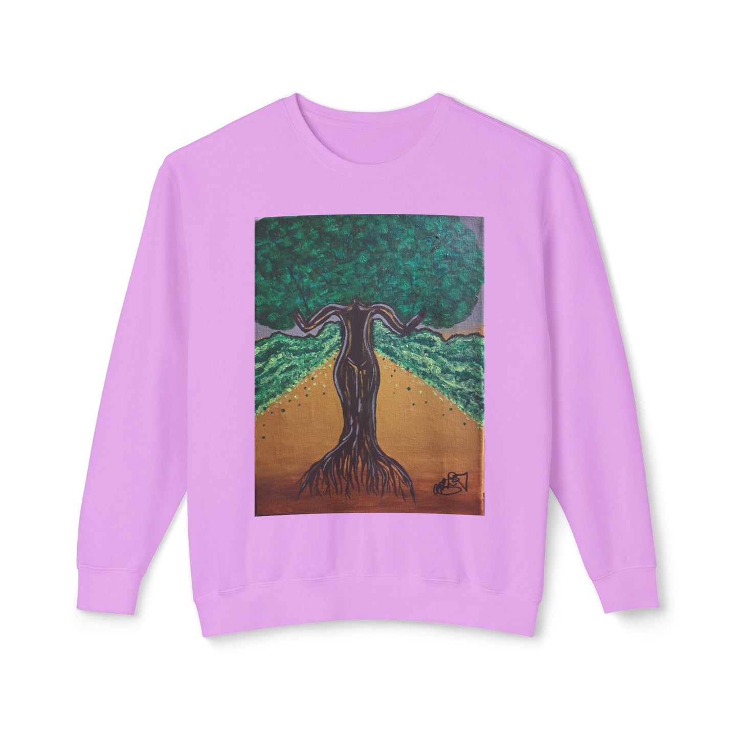 Unisex Lightweight Crewneck Sweatshirt - Tree of Life Design for Nature Lovers