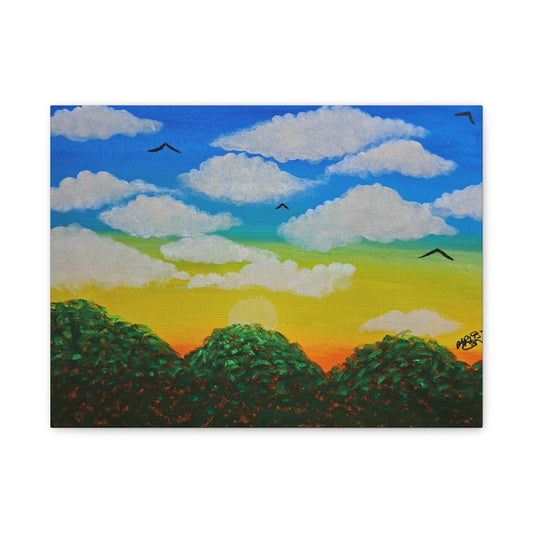 Sunset Landscape Canvas Art - Classic Nature Wall Decor