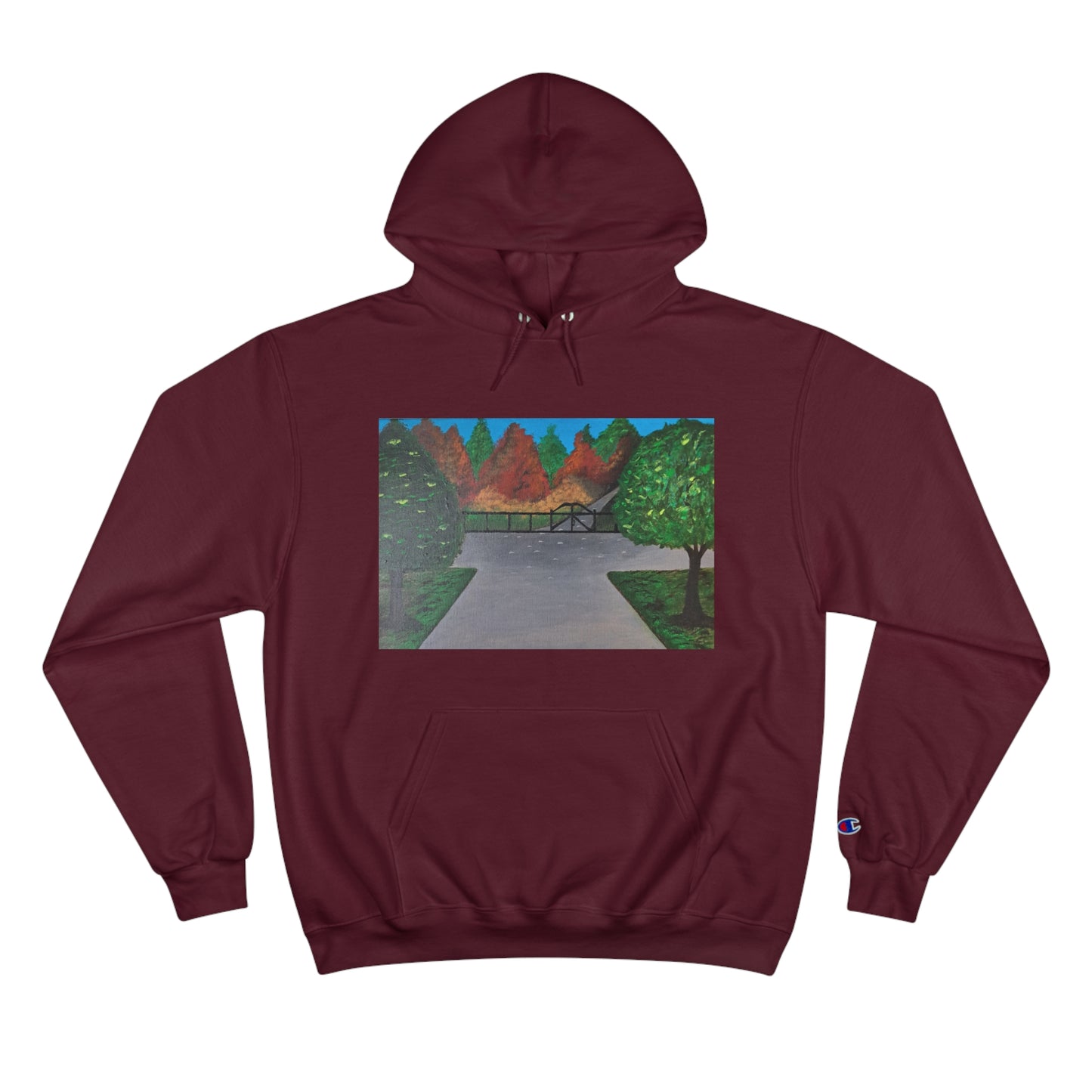 Serene Nature-Inspired Champion Hoodie - Cozy Art Design for Outdoor Lovers