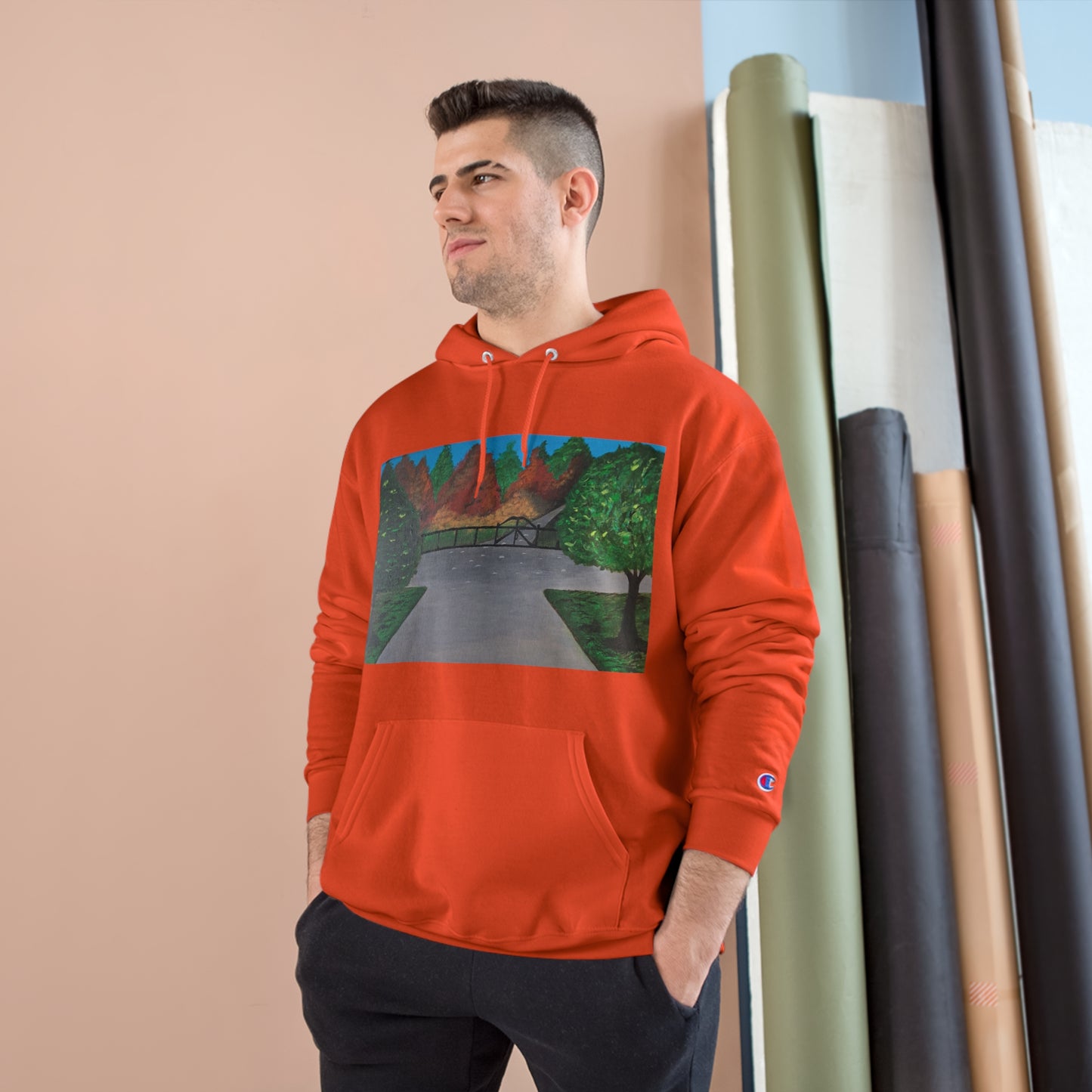 Serene Nature-Inspired Champion Hoodie - Cozy Art Design for Outdoor Lovers