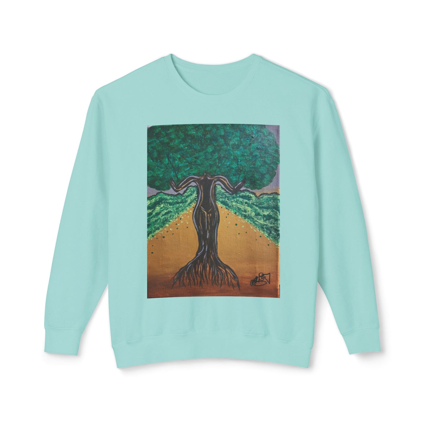 Unisex Lightweight Crewneck Sweatshirt - Tree of Life Design for Nature Lovers