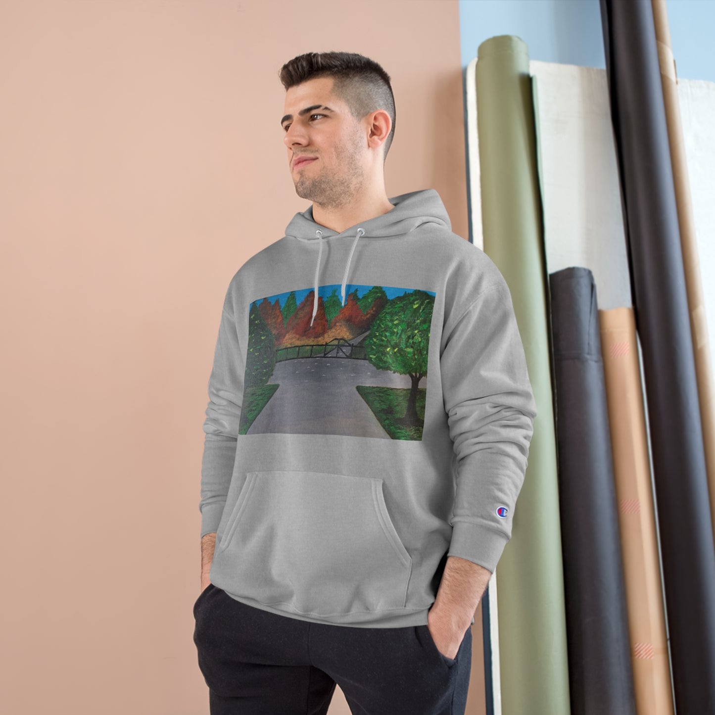 Serene Nature-Inspired Champion Hoodie - Cozy Art Design for Outdoor Lovers