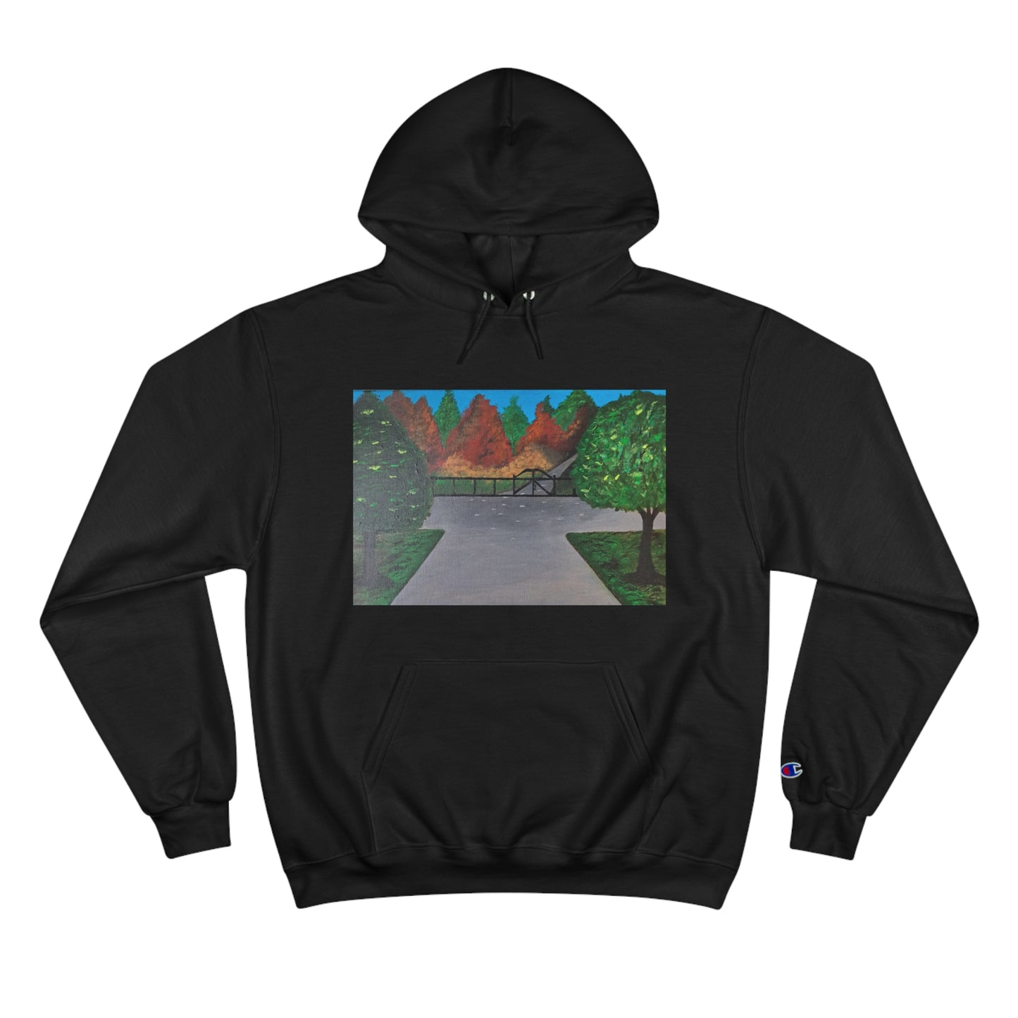 Serene Nature-Inspired Champion Hoodie - Cozy Art Design for Outdoor Lovers