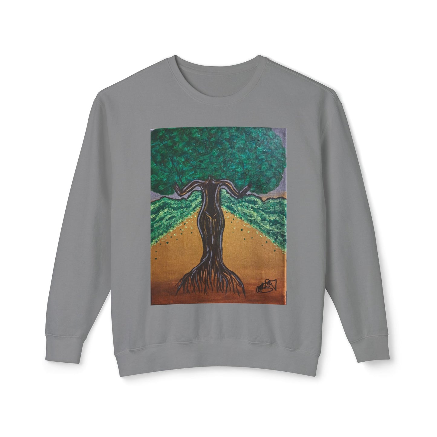 Unisex Lightweight Crewneck Sweatshirt - Tree of Life Design for Nature Lovers