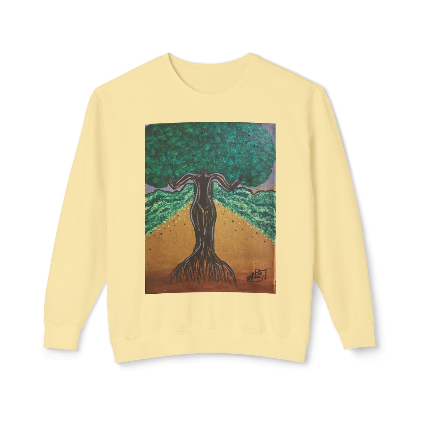 Unisex Lightweight Crewneck Sweatshirt - Tree of Life Design for Nature Lovers